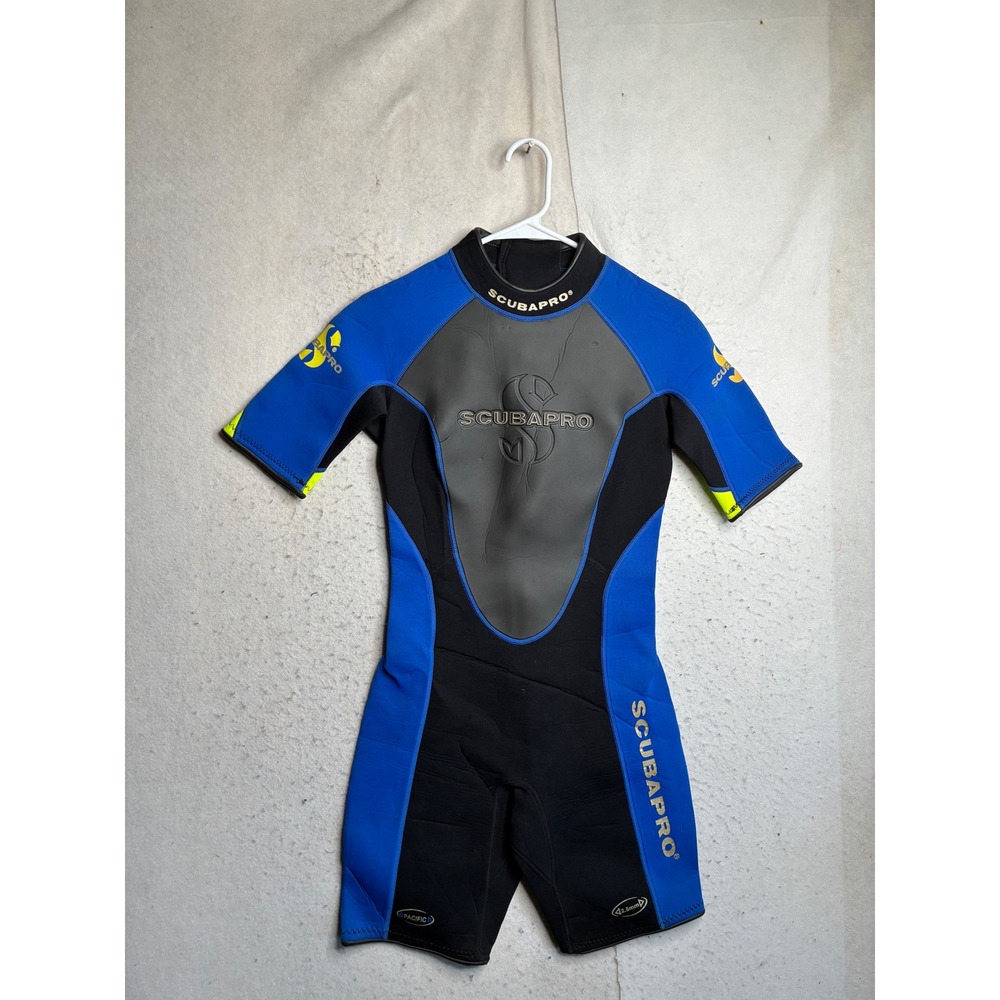 Scubapro Pacific 2.5mm Shorty Wetsuit Blue Black Neon Yellow Size Large